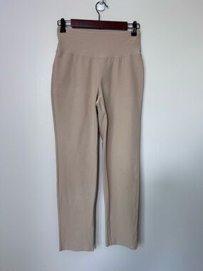 Eileen Fisher Khaki Nude Tan Straight Leg Stretch Pants Leggings SZ XXS